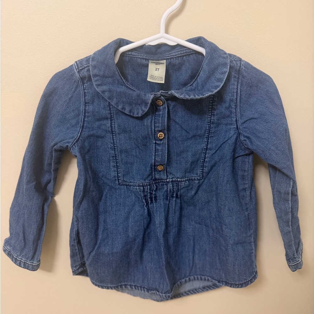 OshKosh B’gosh Toddler Girls Chambray Denim Top • 2T
